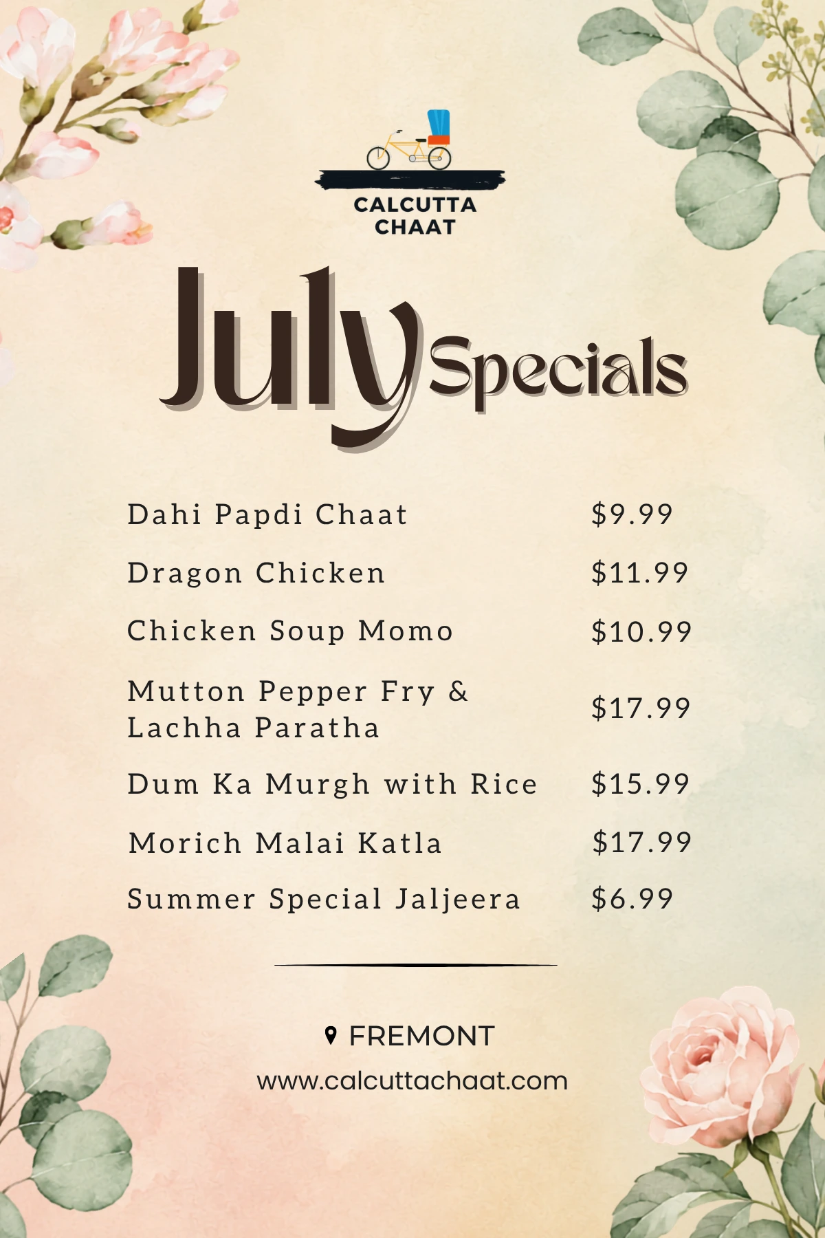 Calcutta Chaat & Bakery — July Special
