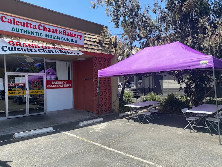 Calcutta Chaat & Bakery storefront displaying outdoor catering setup